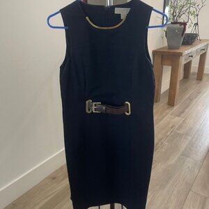  Michael Kors Navy Blue Dress with Belt Size 2